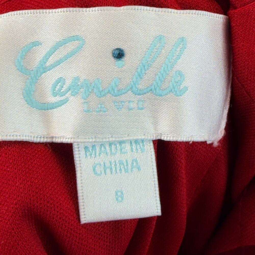 Camille La Vie Red Lace Short Dress Size 8 Spaghetti Straps Fitted Cocktail Prom - Picture 7 of 12